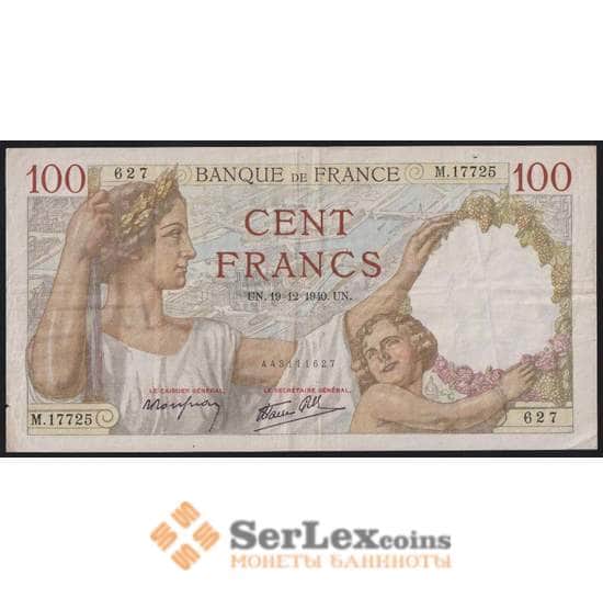 Франция банкнота 100 франков 1940 Р94 VF арт. 47746