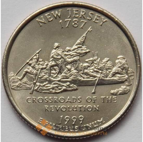 США 25 центов 1999 P КМ295 UNC Нью-Джерси (J05.19) арт. 16724