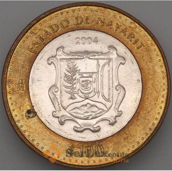 Мексика 100 песо 2004 КМ744 aUNC Серебро Наярит (n17.19) арт. 19045