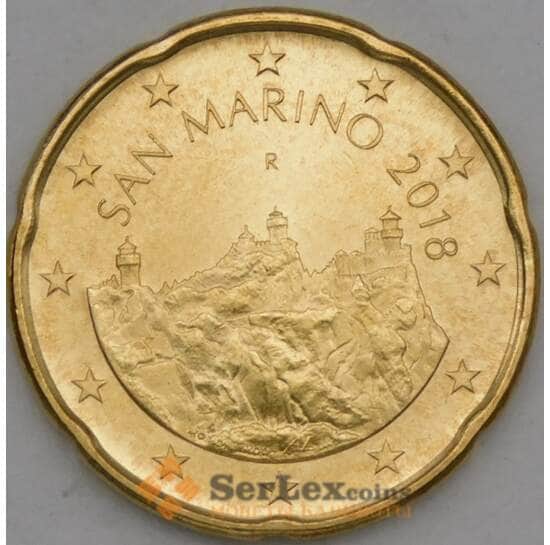 Сан-Марино 20 центов 2018 UNC Новый дизайн арт. 21765