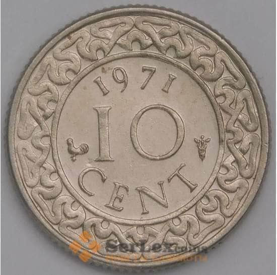 Суринам монета 10 центов 1971 КМ13 UNC арт. 41498