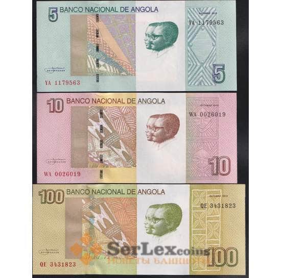 Ангола набор банкнот 5 10 и 100 кванза (3 шт.) 2012 UNC арт. 43750