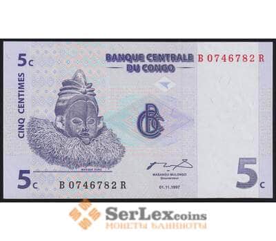Конго банкнота 5 сантим 1997 Р81 UNC арт. 43646