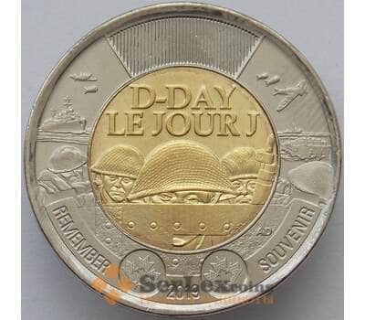 Монета Канада 2 доллара 2019 D-Day Высадка в Нормандии 1944 UNC простая арт. 16751