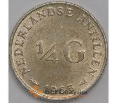Монета Нидерландские Антиллы 1/4 гульдена 1965 КМ4 AU арт. 39823