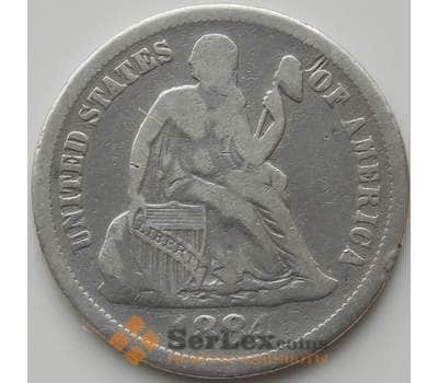 Монета США дайм 10 центов 1884 КМ А92 F арт. 11454