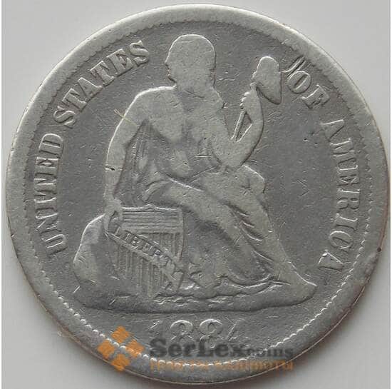 США дайм 10 центов 1884 КМ А92 F арт. 11454