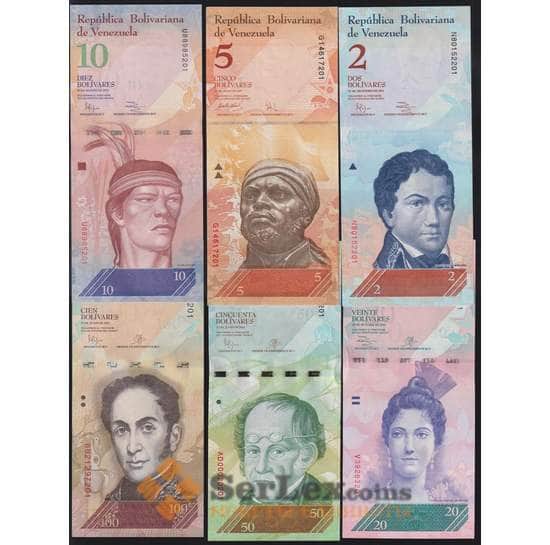Венесуэла набор банкнот 2 5 10 20 50 100 боливар 2007-2015 (6 шт.) UNC арт. 48178