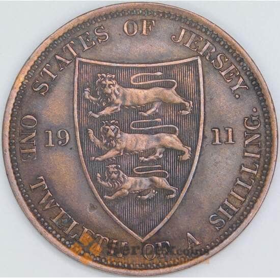 Джерси 1/12 шиллинга 1911 КМ12 XF арт. 56681