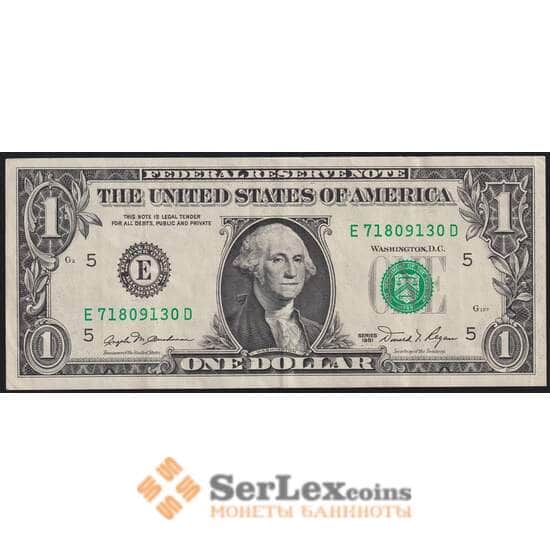 США банкнота 1 доллар 1981 Р468 XF Е - Ричмонд арт. 42631