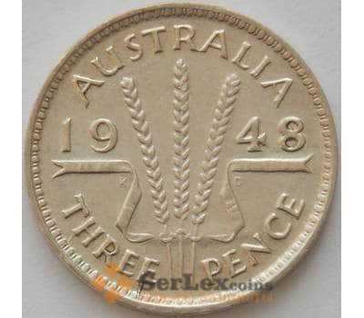 Монета Австралия 3 пенса 1948 КМ37а XF Серебро Георг V (J05.19) арт. 17498
