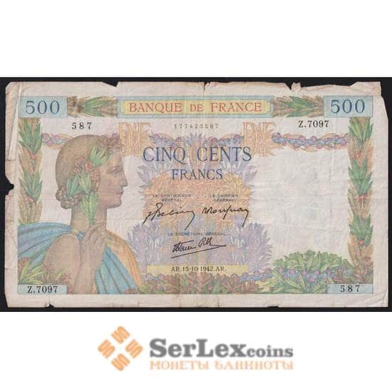Франция банкнота 500 франков 1942 Р95 VG арт. 47741