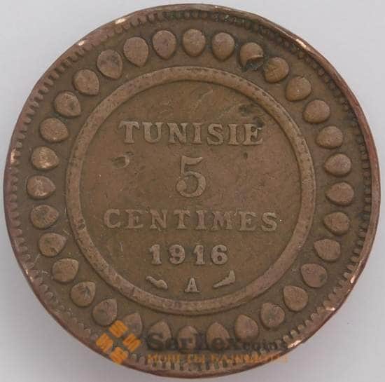 Тунис монета 5 сантимов 1916 КМ235 VF арт. 39812