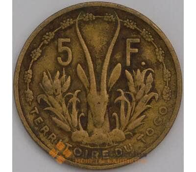 Монета Того 5 франков 1956 КМ6 VF арт. 38828