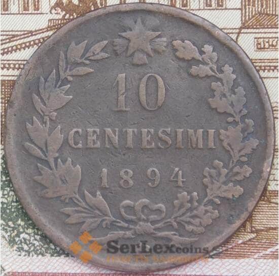 Италия 10 чентезимо 1894 B/I КМ27 VF- арт. 38872