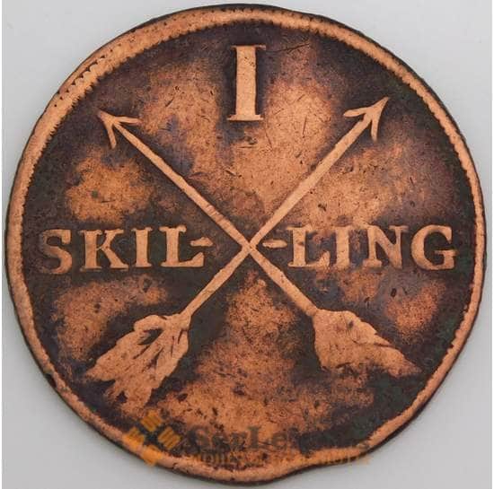Швеция монета 1 скилллинг 1818-1844 КМ597 F арт. 47188