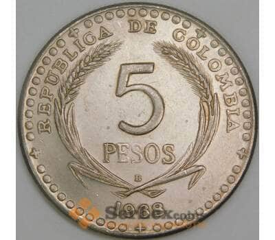 Монета Колумбия 5 песо 1968 КМ230 AU Евхаристический Конгресс арт. 17332
