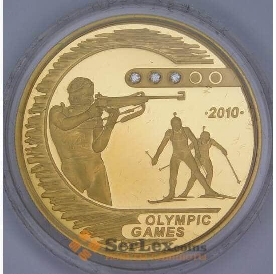 Казахстан 500 тенге 2009 Proof Олимпийские игры 2010 Биатлон золото 999 7,78 гр. арт. 55422