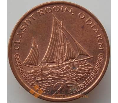 Монета Мэн остров 2 пенса 2000 КМ1037 AU Корабль арт. 13918