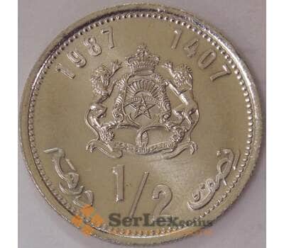 Монета Марокко 1/2 дирхама 1987 Y87 UNC (J05.19) арт. 17723
