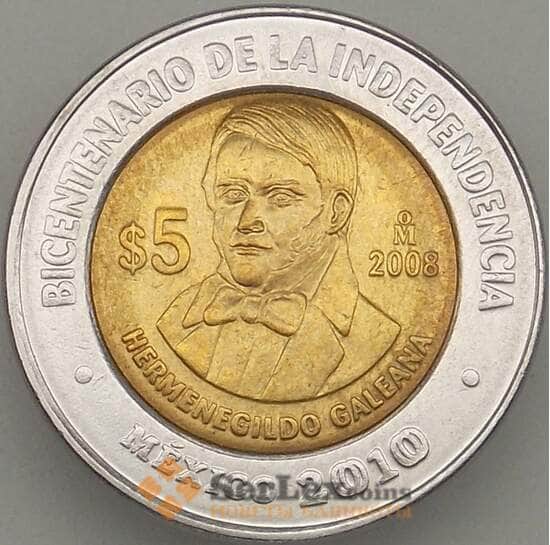 Мексика 5 песо 2008 UNC КМ906 Эрнемегильдно Галеана (J05.19) арт. 18169
