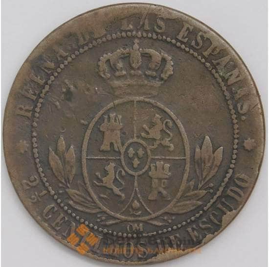 Испания монета 2 1/2 сентимо 1868 КМ634 VF  арт. 43365