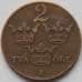 Монета Швеция 2 эре 1929 КМ778 VF (J05.19) арт. 16742