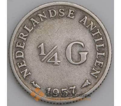 Нидерландские Антиллы монета 1/4 гульдена 1957 КМ4 VF  арт. 46232