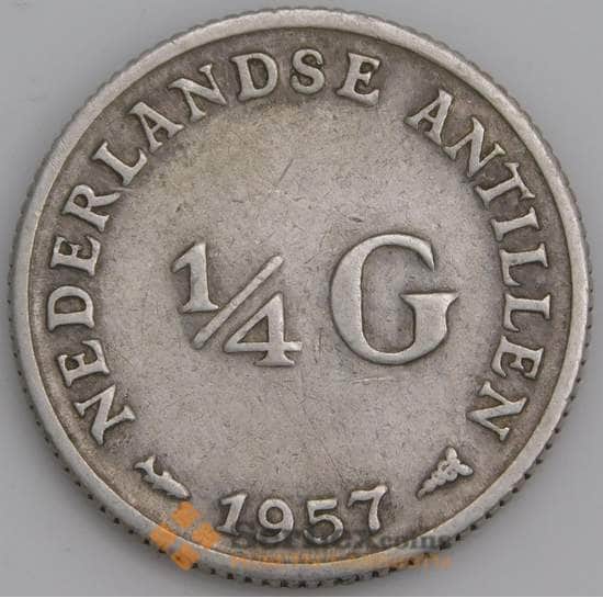 Нидерландские Антиллы монета 1/4 гульдена 1957 КМ4 VF  арт. 46232