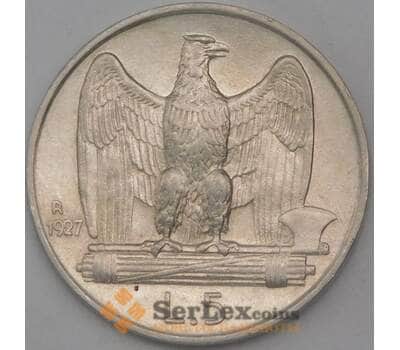 Монета Италия 5 лир 1927 КМ67.1 AU арт. 26130