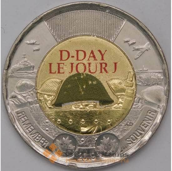 Канада монета 2 доллара 2019 D-Day AU цветная арт. 30677