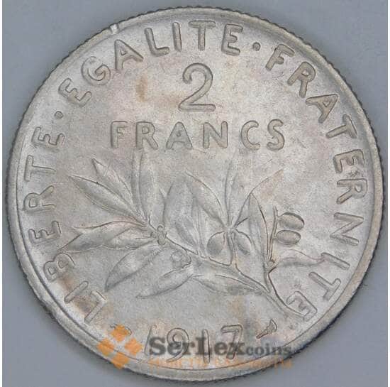 Франция 2 франка 1917 КМ845 XF арт. 57060
