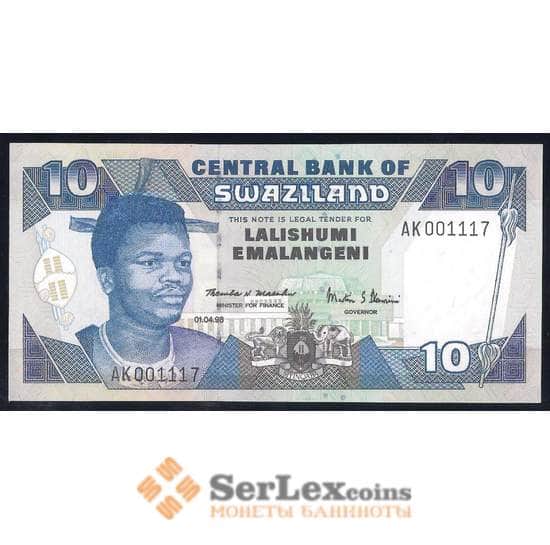 Свазиленд банкнота 10 эмалангени 1998 Р24с UNC  арт. 42486