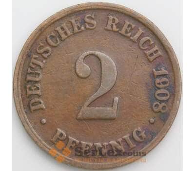 Германия 2 пфеннига 1908 D КМ16 VF арт. 49846