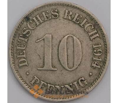 Германия монета 10 пфеннигов 1914 G КМ12 XF арт. 43468