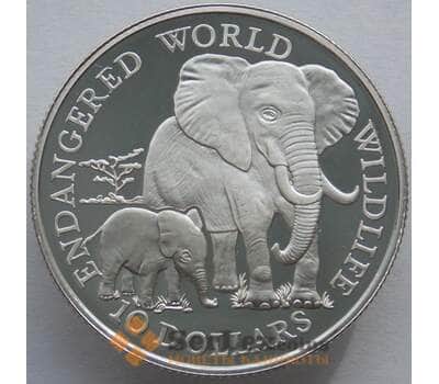 Монета Кука острова 10 долларов 1990 КМ80 Proof Серебро Слоны (J05.19) арт. 15266