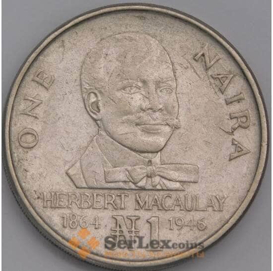 Нигерия монета 1 найра 1991 КМ14 VF арт. 38345