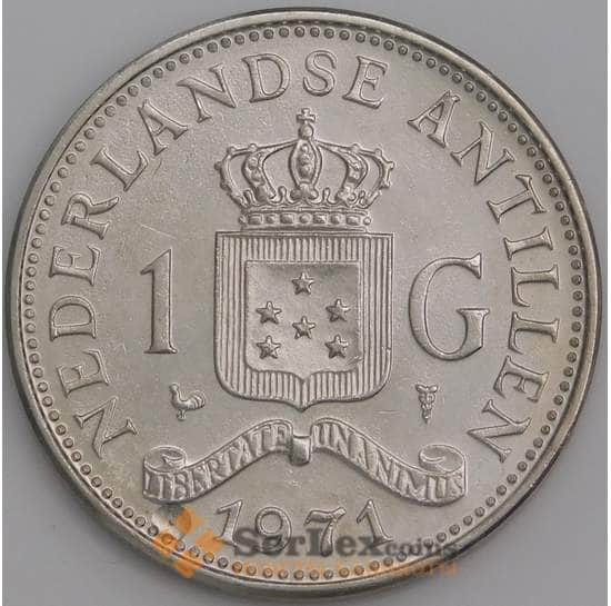 Нидерландские Антиллы монета 1 гульден 1971 КМ12 AU арт. 44729
