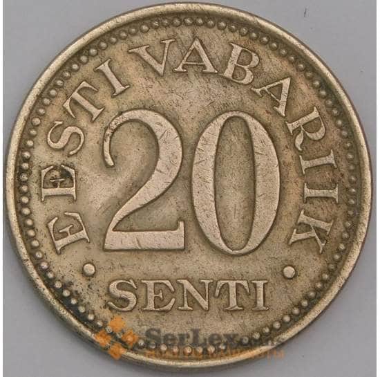 Эстония монета 20 сентов 1935 КМ17 XF арт. 41299