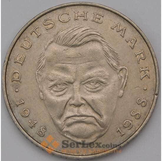 Германия 2 марки 1989 D КМ170 XF Людвиг Эрхард арт. 37129