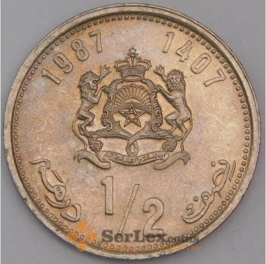 Марокко монета 1/2 дирхама 1987 Y87 UNC арт. 44868
