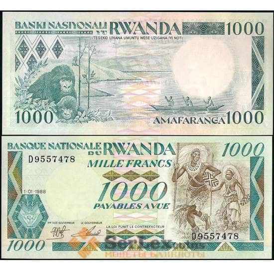 Руанда 1000 франков 1988 Р21 UNC арт. 22511