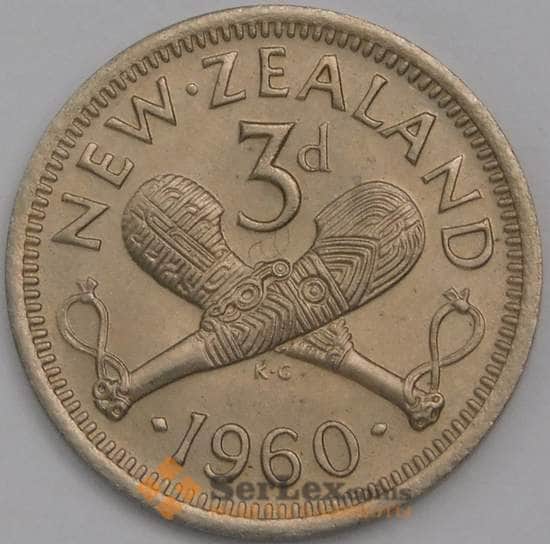 Новая Зеландия монета 3 пенса 1960 КМ25.2 UNC арт. 40058