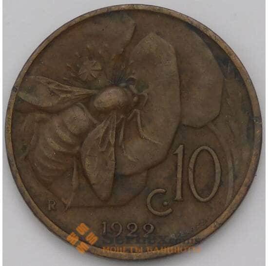 Италия 10 чентезимо 1922 КМ60 XF арт. 38353