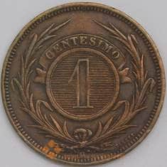 Уругвай монета 1 сентесемо 1869 КМ11 XF арт. 43361