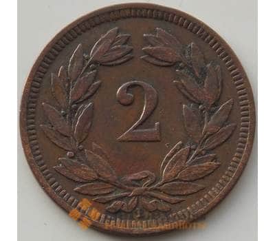Монета Швейцария 2 раппен 1893 КМ4 XF арт. 13182