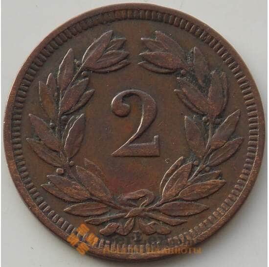 Швейцария 2 раппен 1893 КМ4 XF арт. 13182