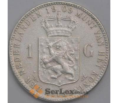 Нидерланды монета 1 гульден 1909 КМ122.2 VF+ арт. 42910