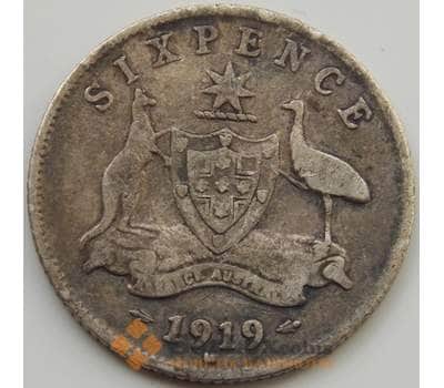 Монета Австралия 6 пенсов 1919 КМ25 F арт. 7992
