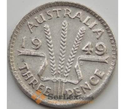 Монета Австралия 3 пенса 1949 КМ44 XF Серебро арт. 7993